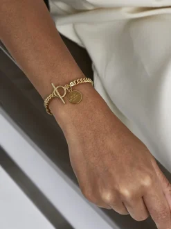 Baby Gold Curb Link Bracelet With Compass
