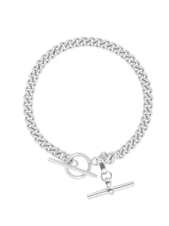 Baby Silver Curb Link Bracelet with T-Bar