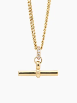 Giant Gold Jewelled T-Bar on Curb Chain