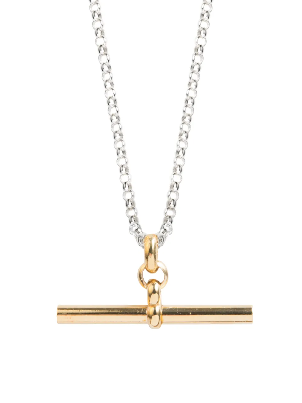 Giant Gold T-Bar On Chunky Silver Belcher Chain
