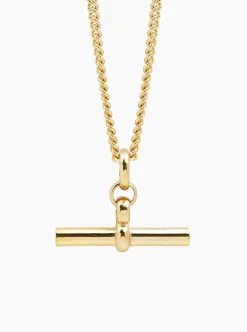 Giant Gold T-Bar on Curb Chain
