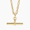 Giant Gold T-Bar On Tiny Watch Chain Necklace