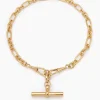 Giant Gold T-bar on Watch Clipt Necklace