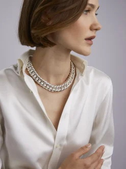 Giant Silver Plated Curb Chain Necklace
