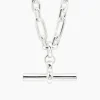 Giant Silver Plated T-Bar Watch Chain Necklace