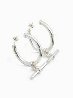 Giant Silver T-Bar Earrings