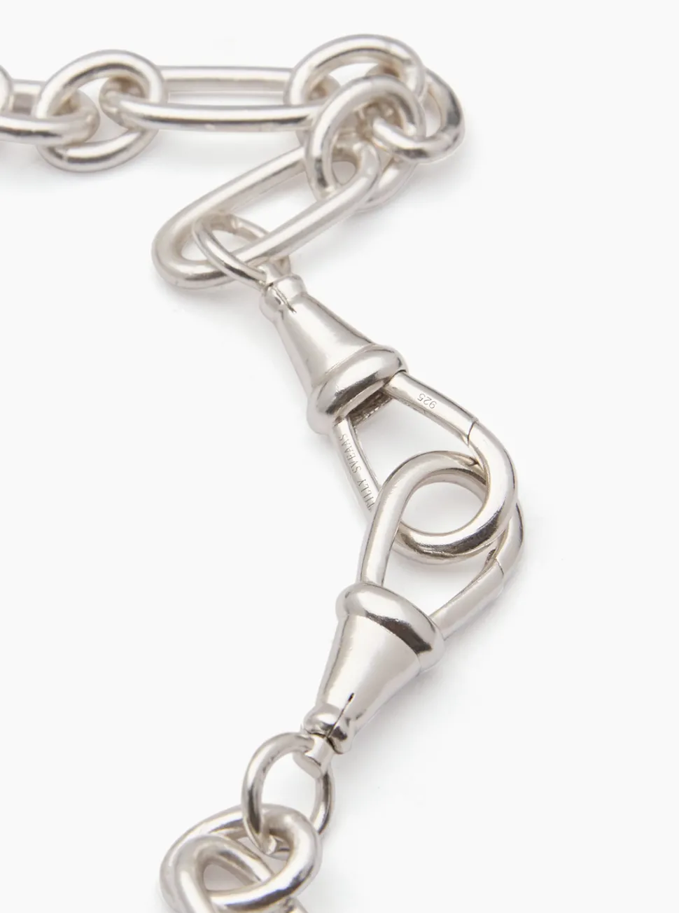 Giant Silver T-bar on Watch Clipt Necklace