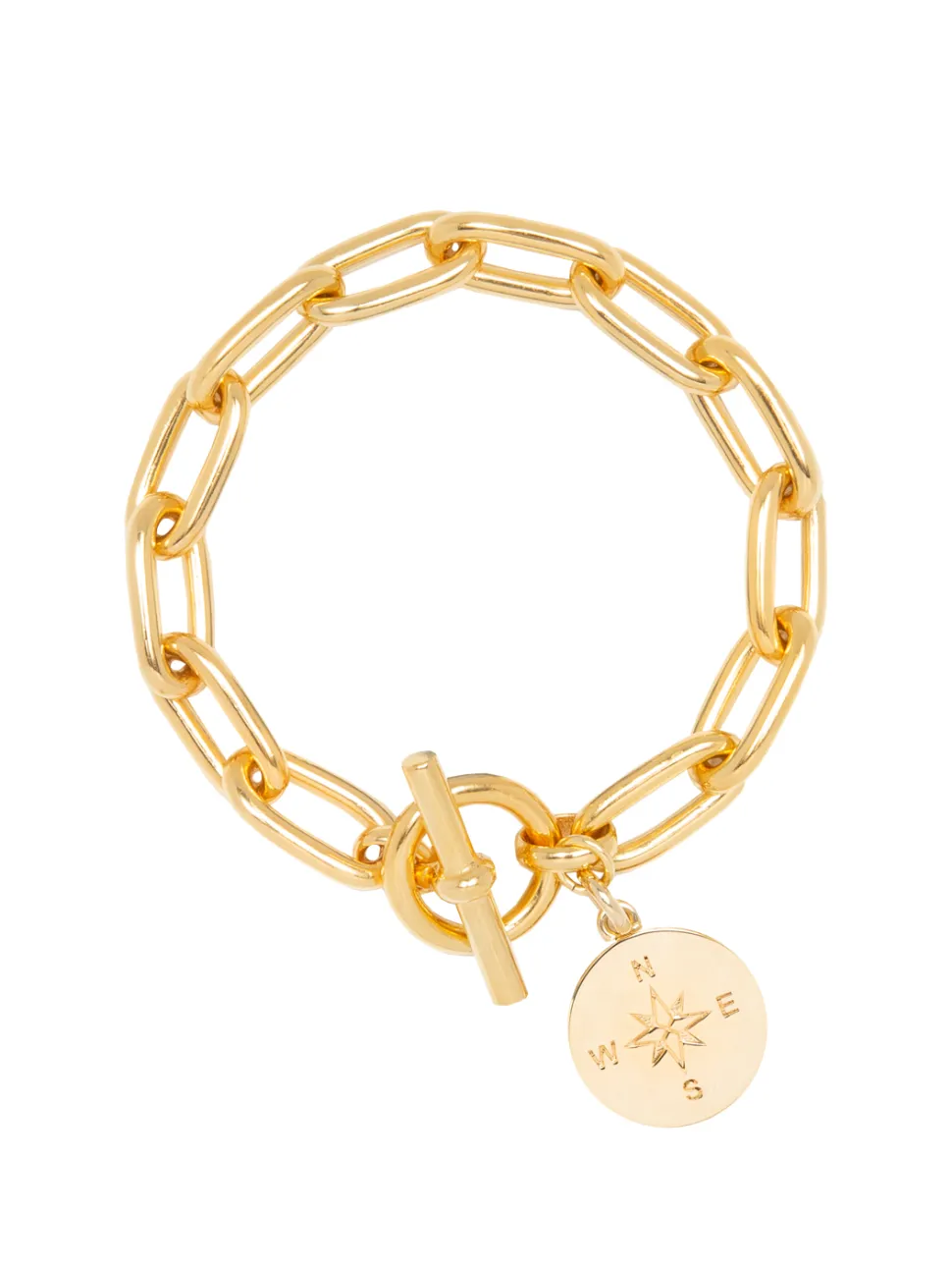 Gold Compass Charm Bracelet