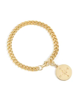 Gold Compass Curb Link Bracelet