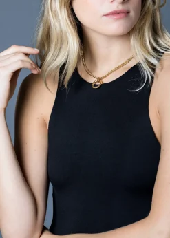 Gold Eternity Ring On Gold Curb Link Necklace