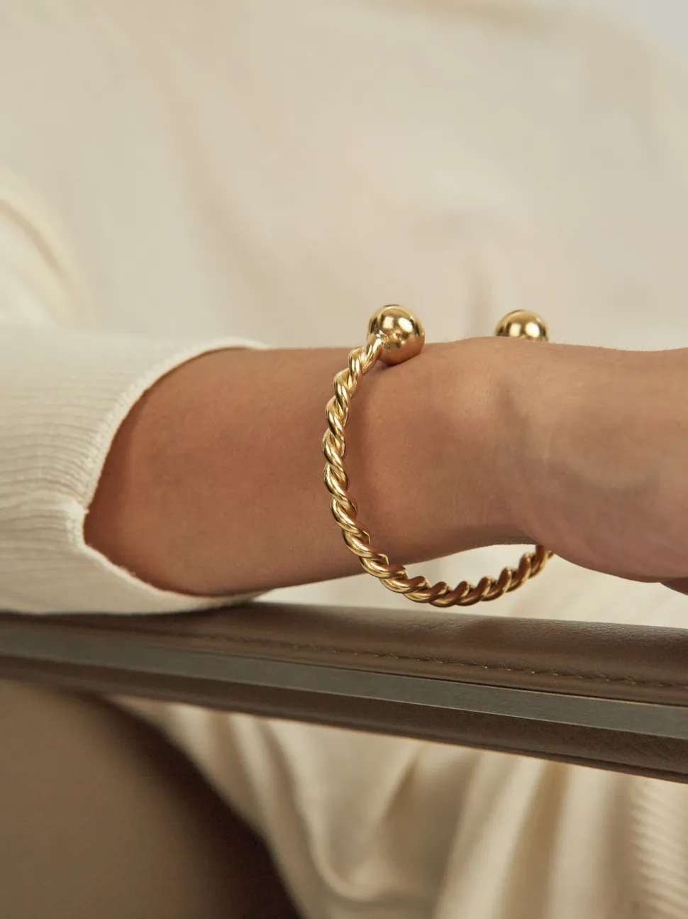 Gold Roped Torque Bracelet