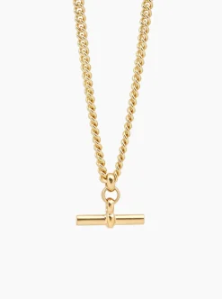 Gold T-Bar Curb Link Necklace