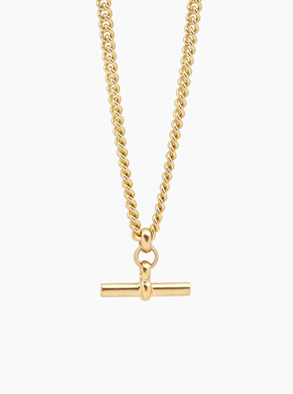 Gold T-Bar Curb Link Necklace