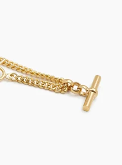 Gold T-Bar Curb Link Necklace