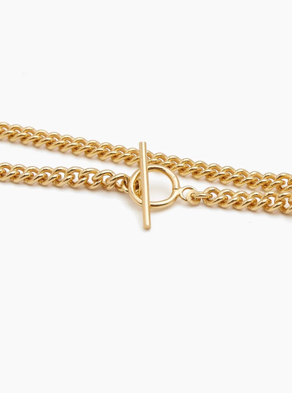 Gold T-Bar Curb Link Necklace