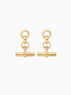 Gold T-Bar Drop Earrings