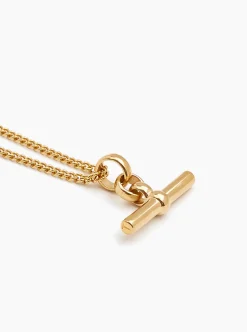 Gold T-Bar On Fine Curb Chain