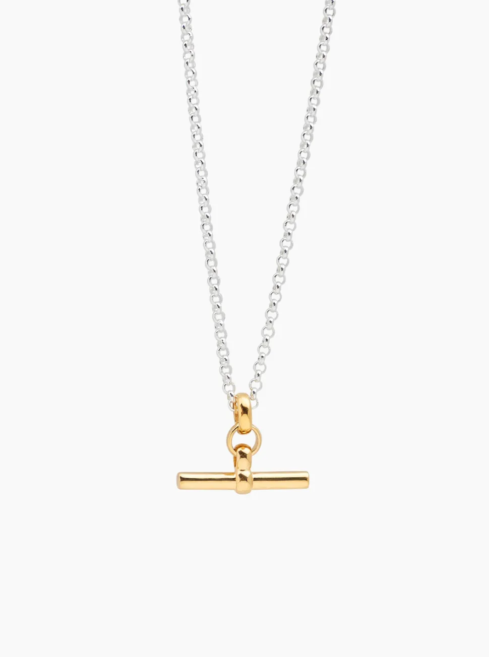 Gold T-bar On Silver Belcher Chain