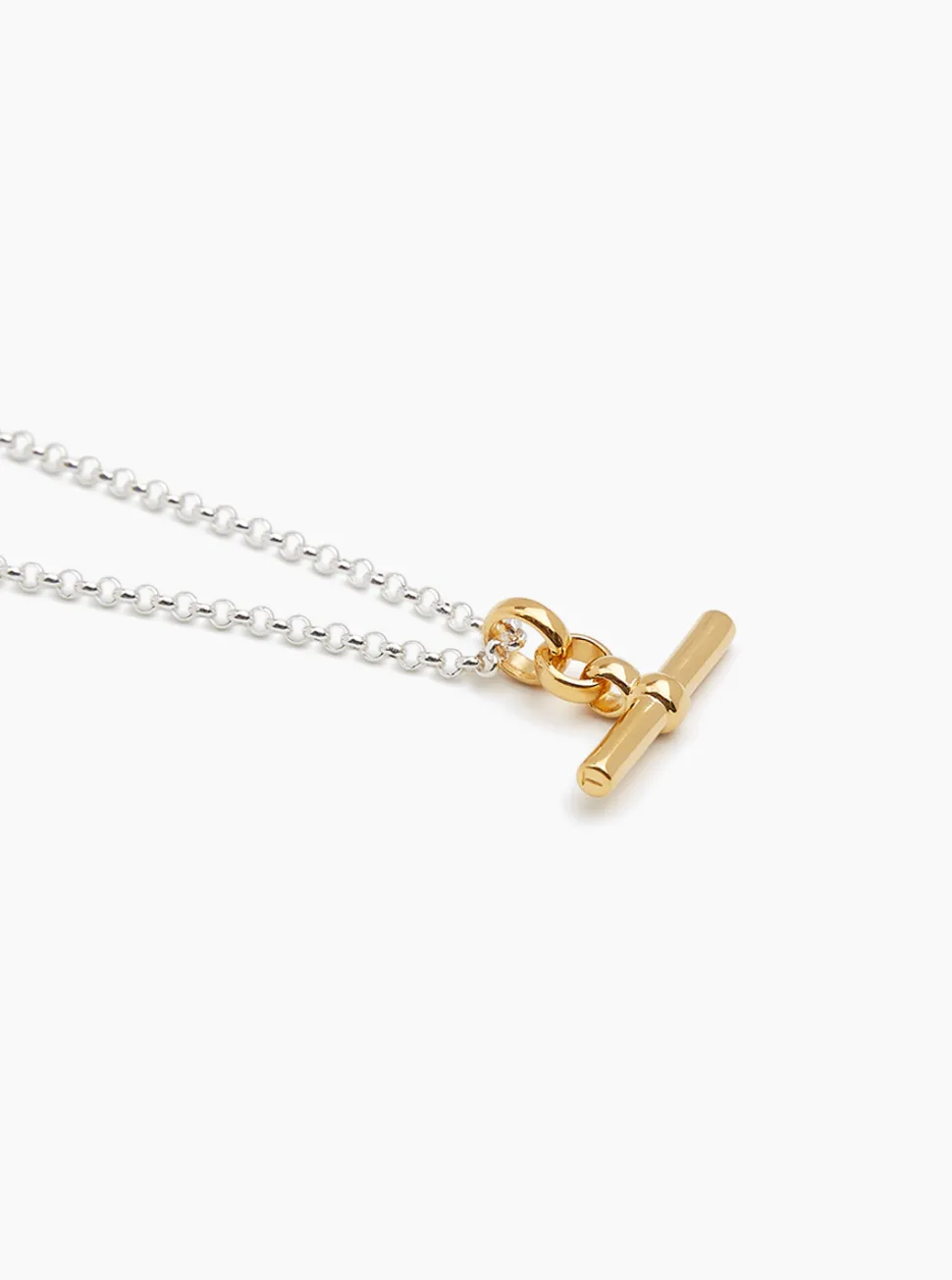 Gold T-bar On Silver Belcher Chain