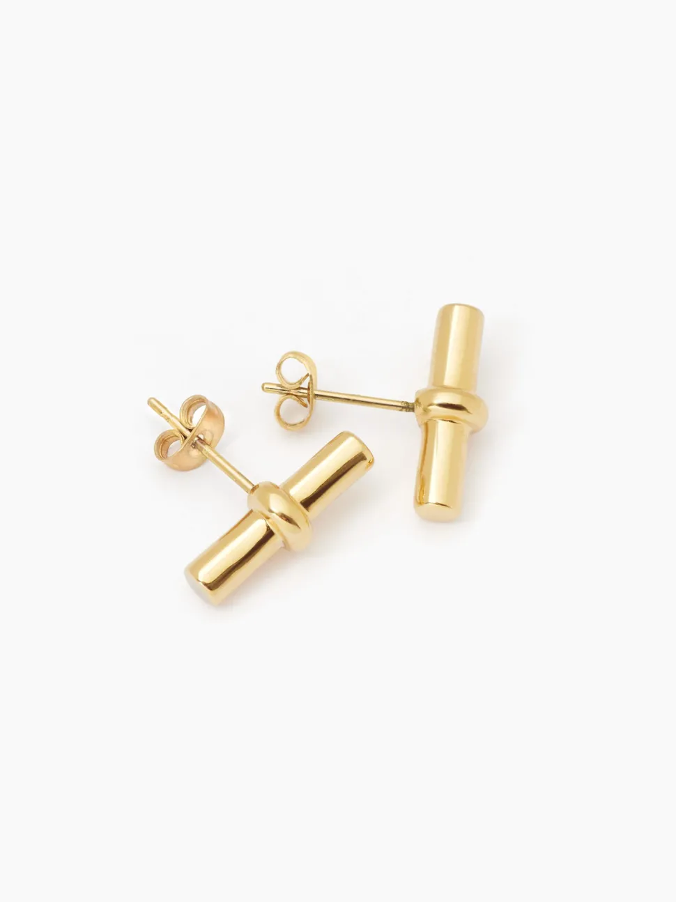 Gold T-Bar Stud Earrings