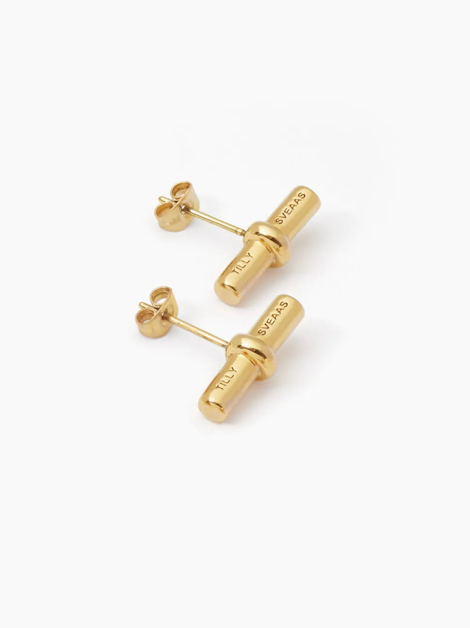Gold T-Bar Stud Earrings