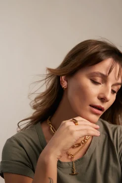 Gold T-Bar Stud Earrings