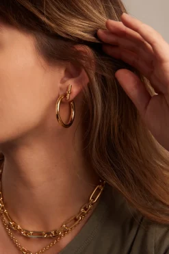 Gold T-Bar Stud Earrings