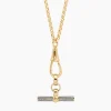 Grey Enamelled Gold T-bar on Belcher Clip Necklace