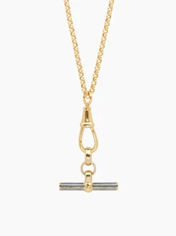 Grey Enamelled Gold T-bar on Belcher Clip Necklace