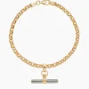 Grey Enamelled Small Gold T-bar on Belcher Bracelet