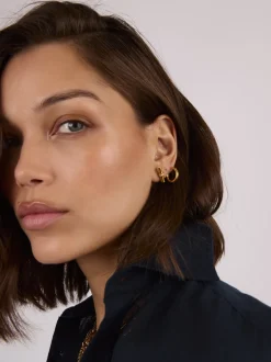 Jewelled Gold T-Bar Stud Earrings