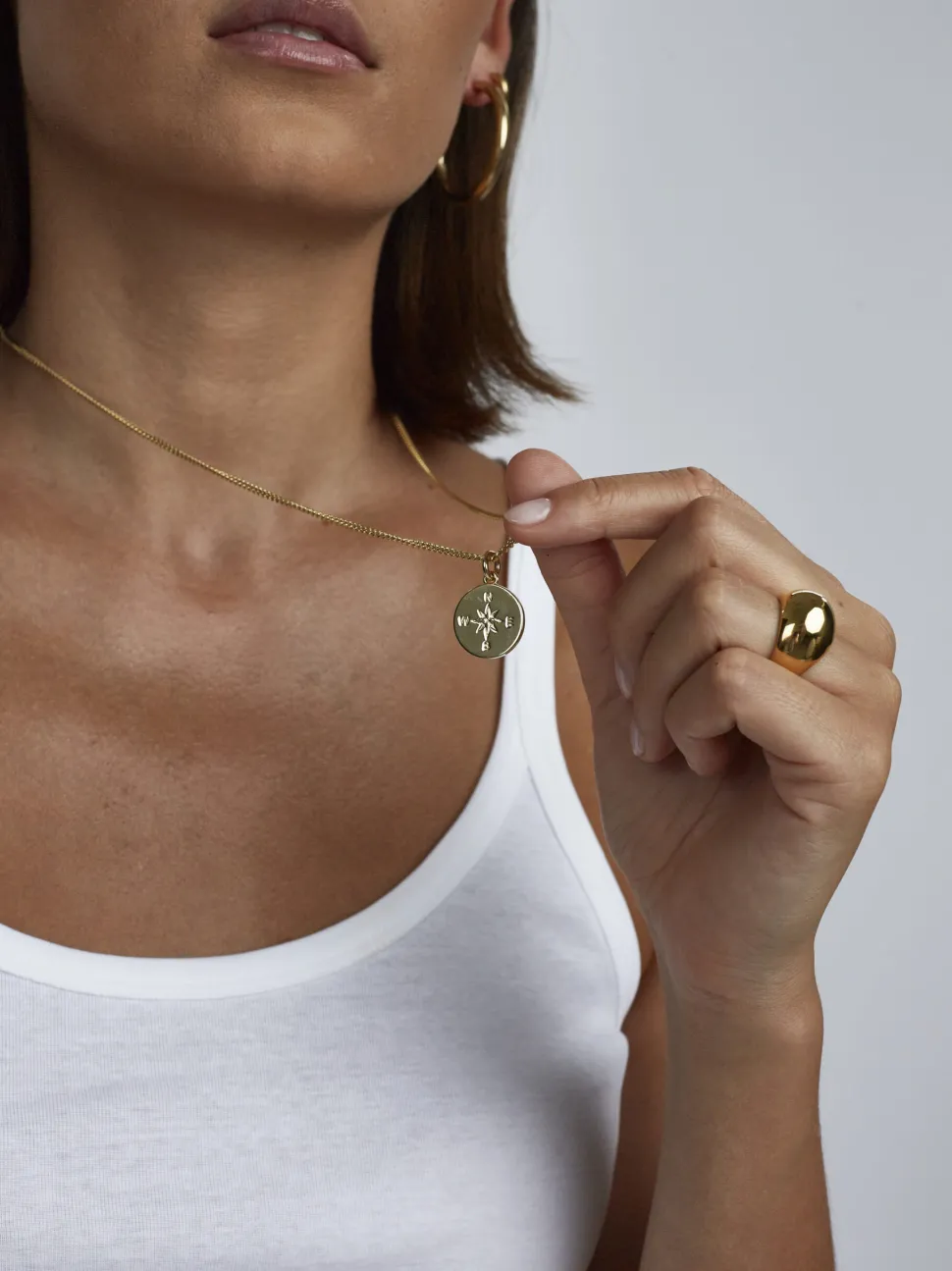 Large Gold Compass / Not All Who Wander Necklace