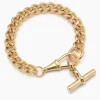 Large Gold Curb Clipt Bracelet with T-bar