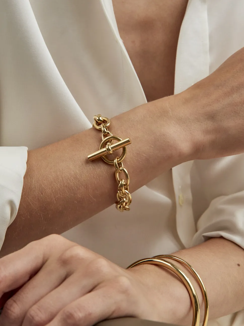 Large Gold Double Linked Bracelet