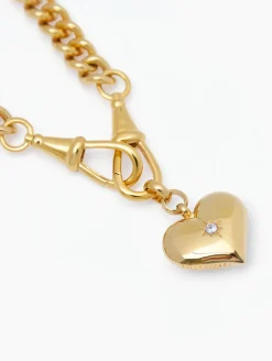 Large Gold Heart on Large Gold Curb Clip Necklace