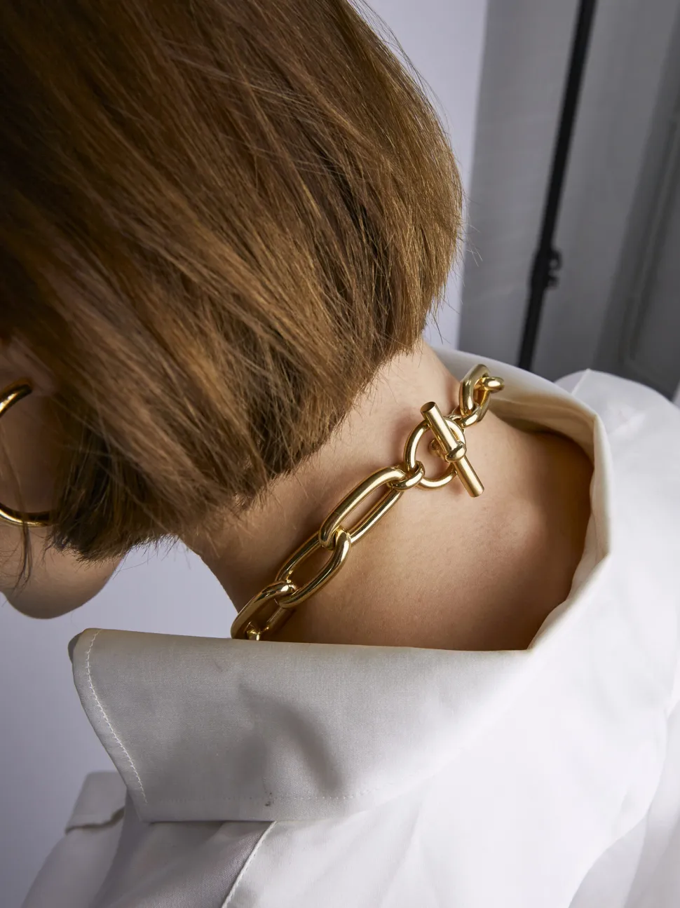 Large Gold Oval Chain Necklace