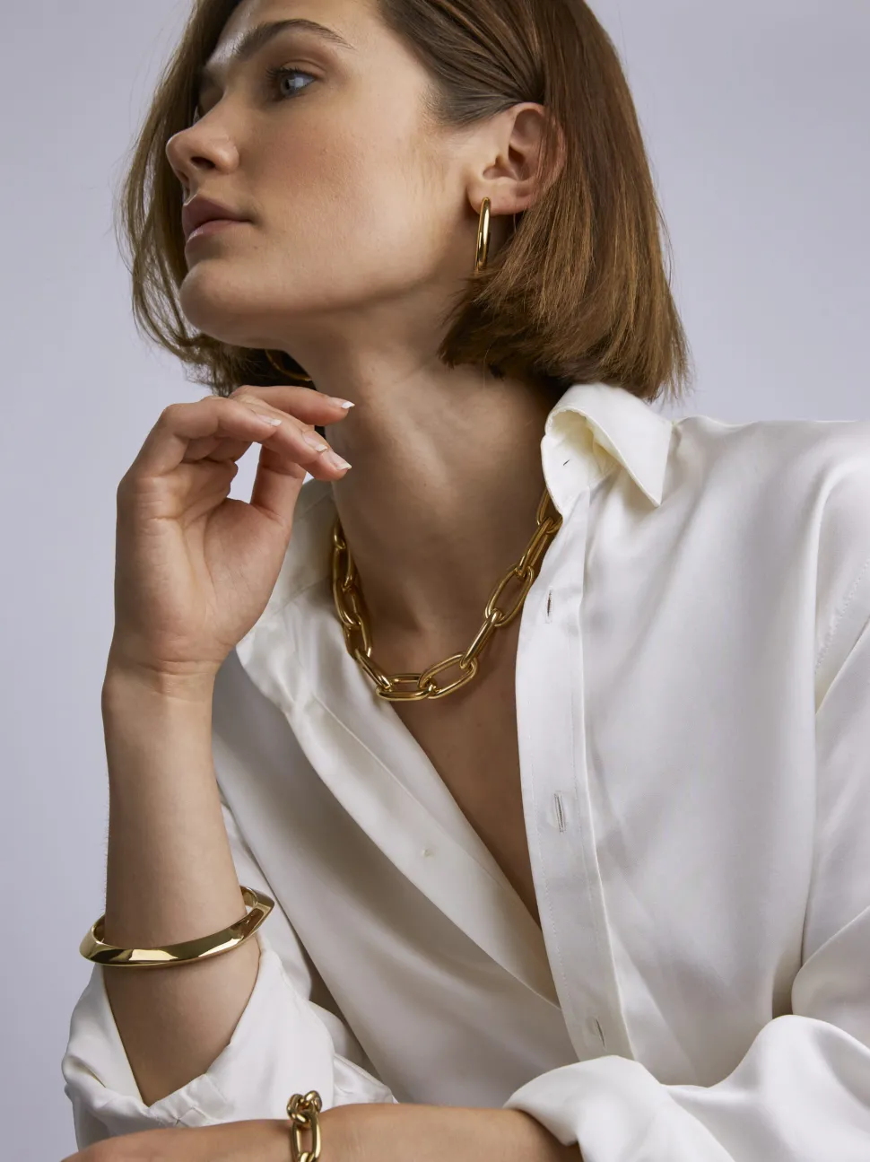 Large Gold Oval Chain Necklace
