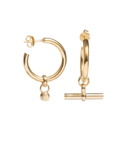 Large Gold T-Bar Earrings