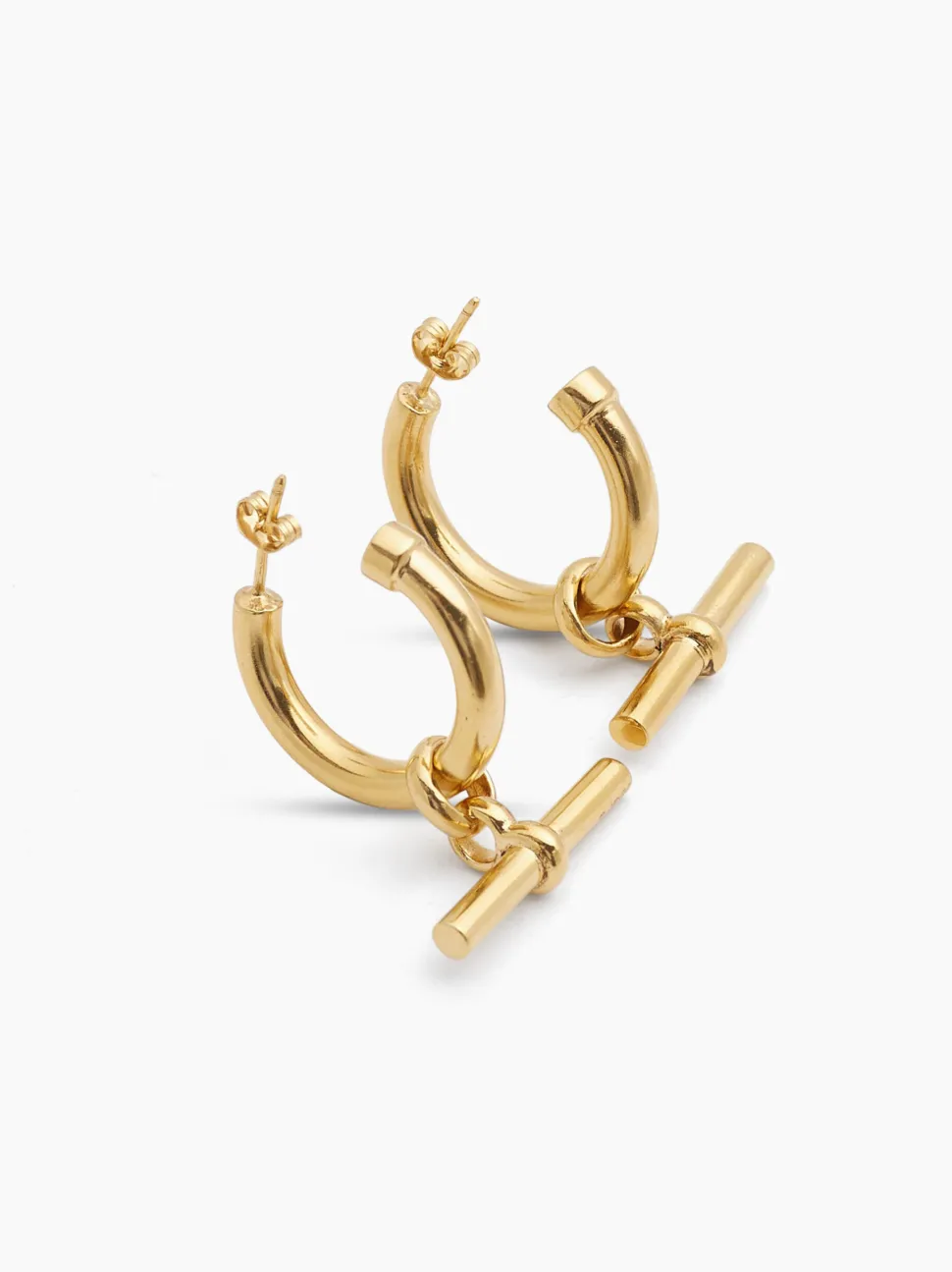 Large Gold T-Bar Earrings