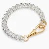 Large Silver and Gold Curb Clipt Bracelet