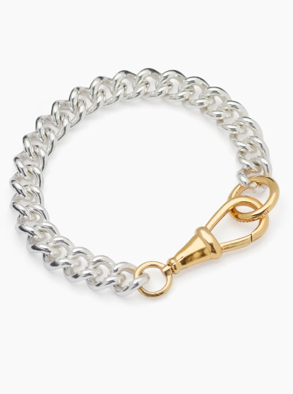Large Silver and Gold Curb Clipt Bracelet