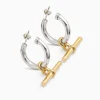 Large Silver and Gold T-Bar Earrings
