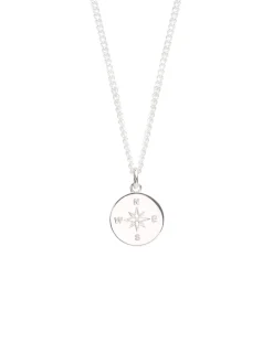 Large Silver Compass Necklace