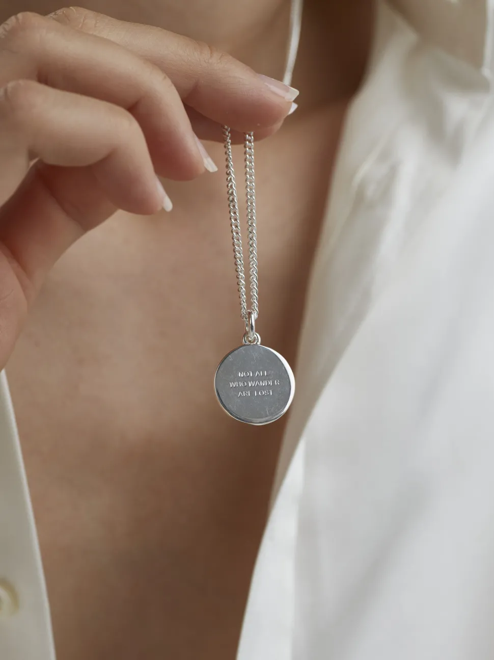 Large Silver Compass Necklace