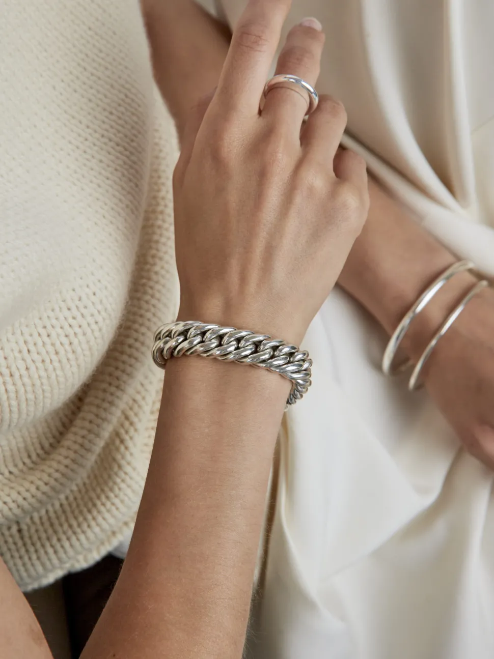 Large Silver Curb Chain Bracelet