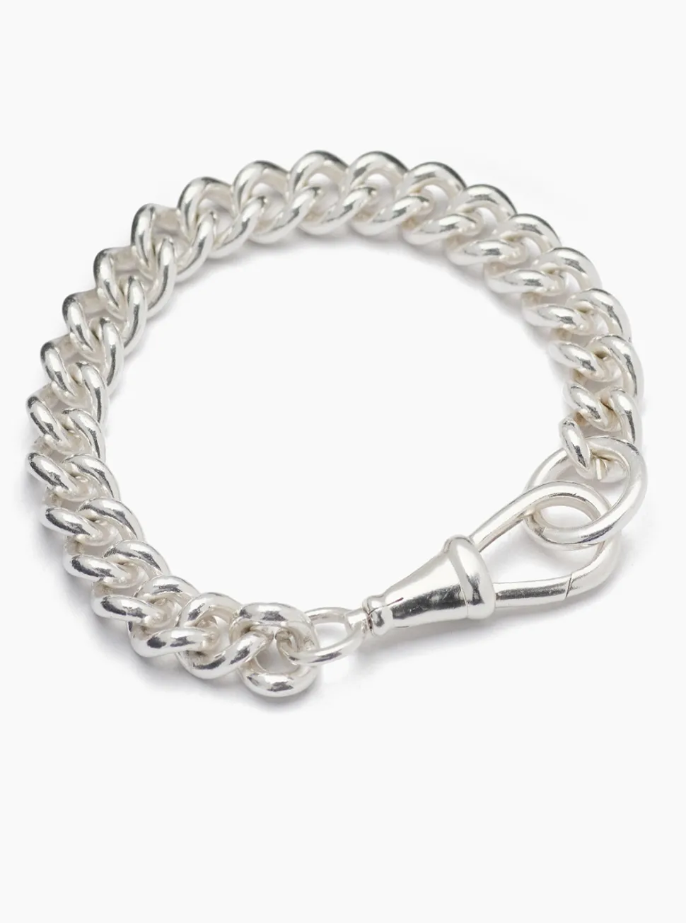 Large Silver Curb Clipt Bracelet