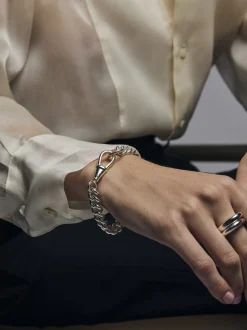 Large Silver Curb Clipt Bracelet