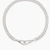 Large Silver Curb Clipt Necklace