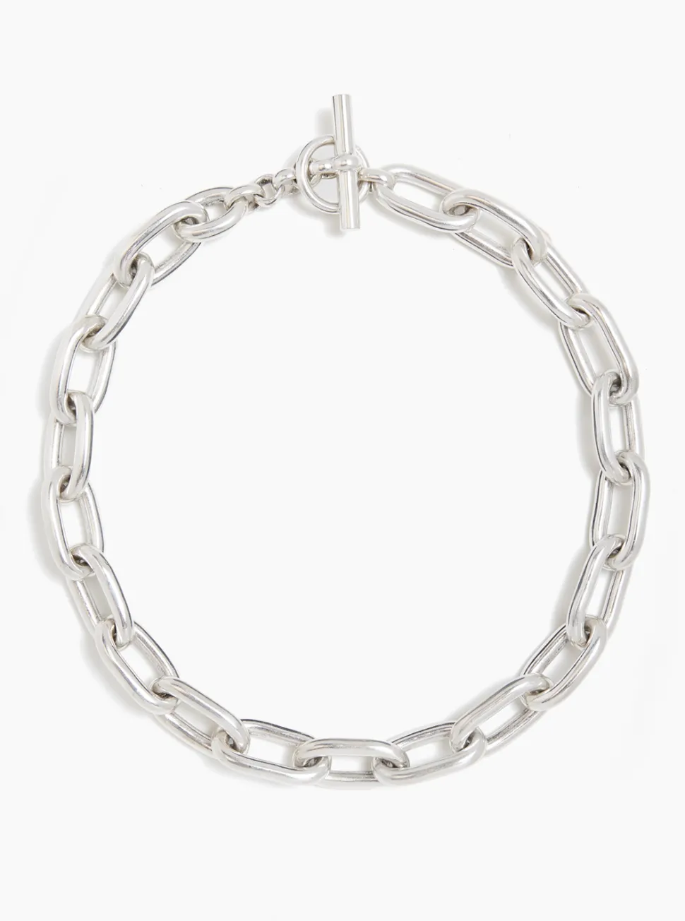 Large Silver Oval Link Necklace