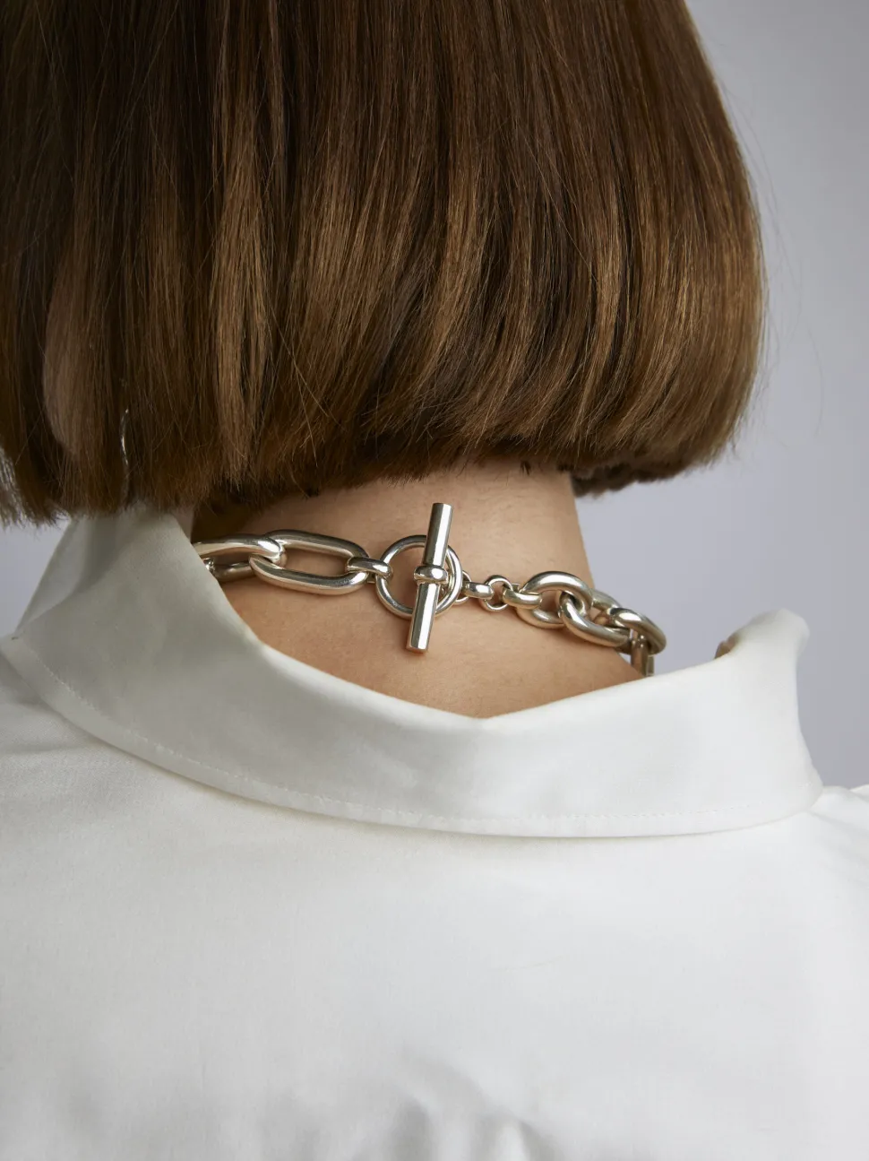 Large Silver Oval Link Necklace